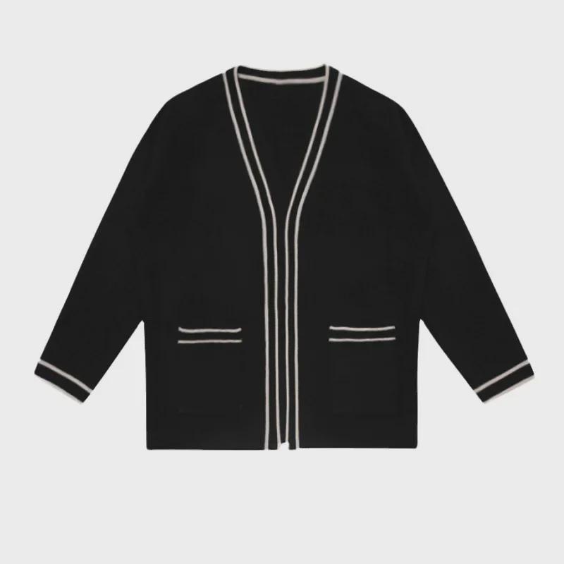 Men's Knitted V-Neck Cardigan Sweater - Spring/Autumn Korean Casual Loose-Fit Top