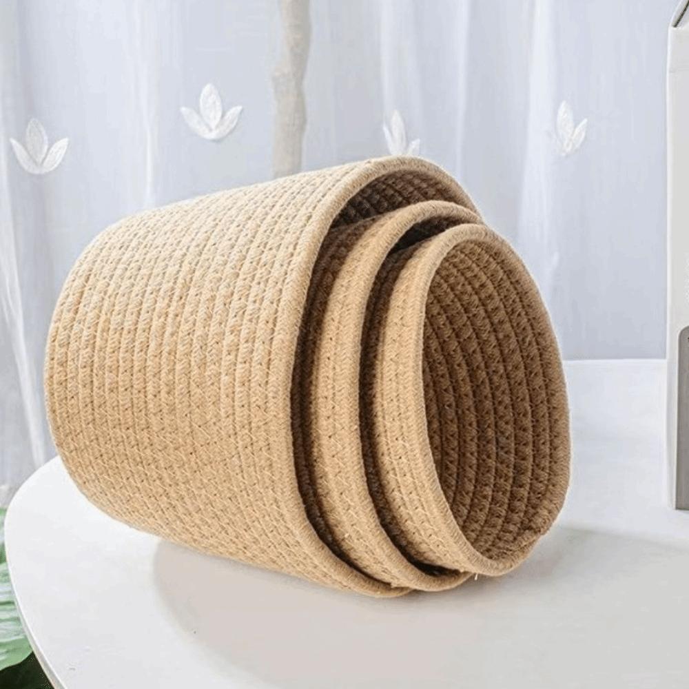 Modern Cotton Rope Woven Basket Nordic Style Woven Flowerpot Storage Basket  Garden Use