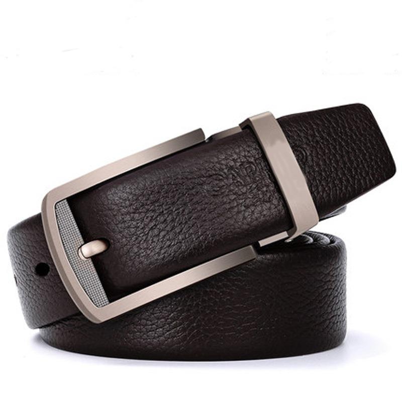 Belt men's double-sided top layer cowhide pin buckle belt versatile trendy trousers belt leather high-end gift