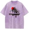 Men's Environmental Art Washed T-Shirt Cotton Vintage Bleached Tshirt Tops Casual Loose Bleach T shirt