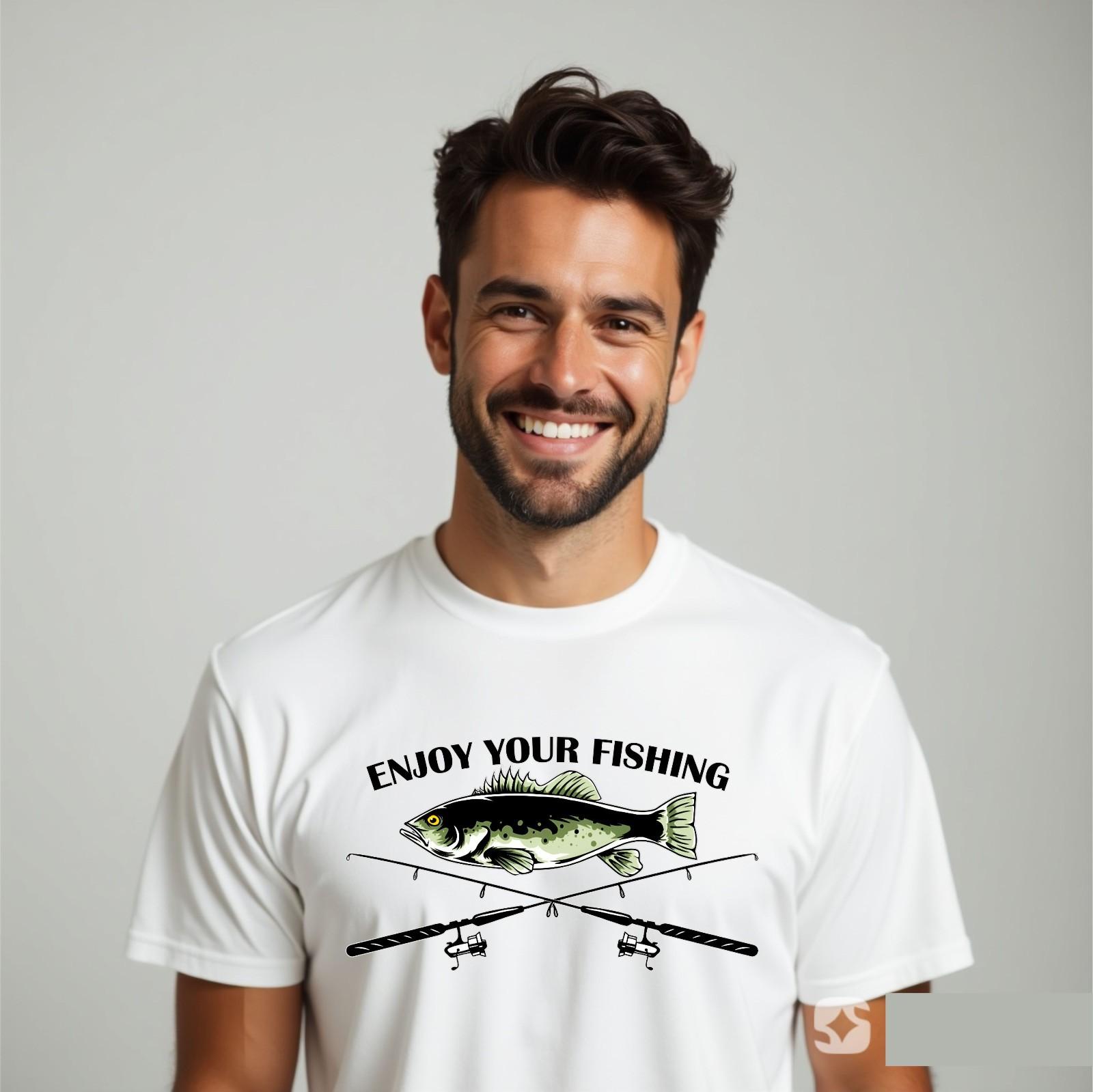 Enjoy Your Fishing T-shirt Angler Rod Fish Lovers Outdoor Vacation Top Men s Tee S