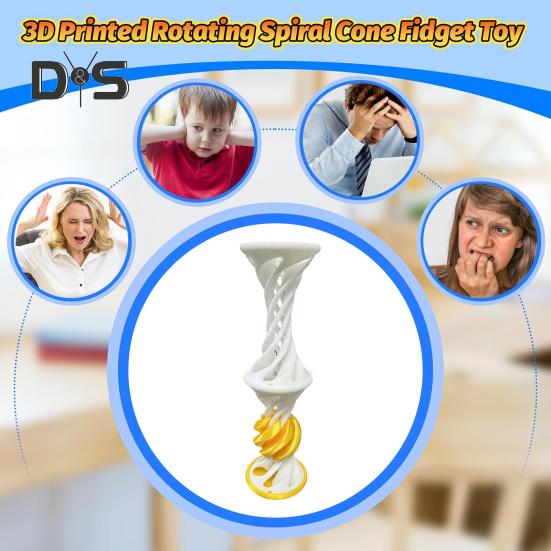 3D Printed Spiral Toy with Launching Ball Impossible Pyramid Passthrough Sculpture Vortex Thread Illusion Stress Relief Kids Adults Mini Spiral
