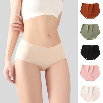 3/6 Pcs Women's Seamless Briefs Full Coverage Ice Silk Underwear Mid Waist No Show Panties Soft Breathable Underpants