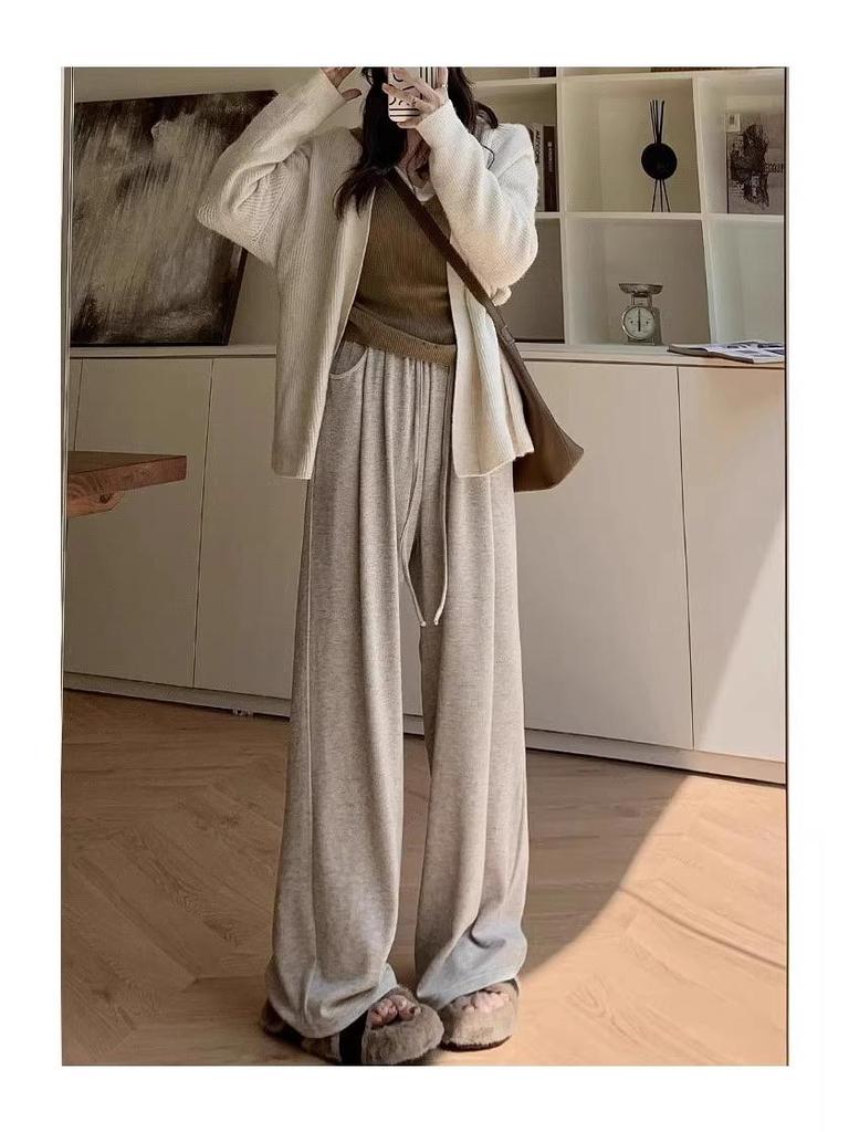 145 Petite High Waist Wide Leg Pants - Glutinous Rice Soft Drapey Straight Leg, Perfect for Spring & Autumn.