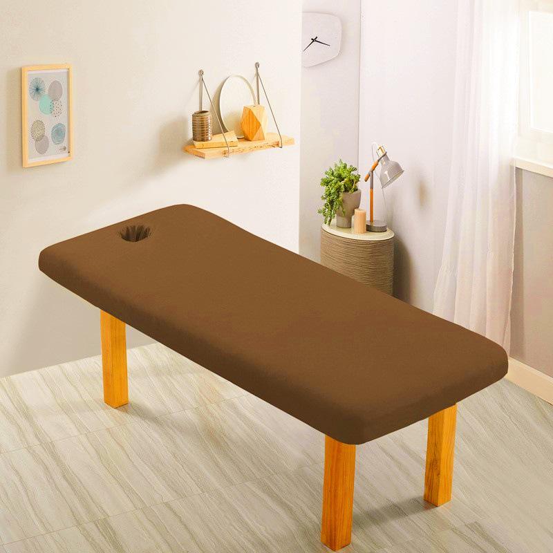 Universal Beauty Bed Set: Solid Color Brushed Tuina Massage & Physiotherapy Bed Cover with Hole.