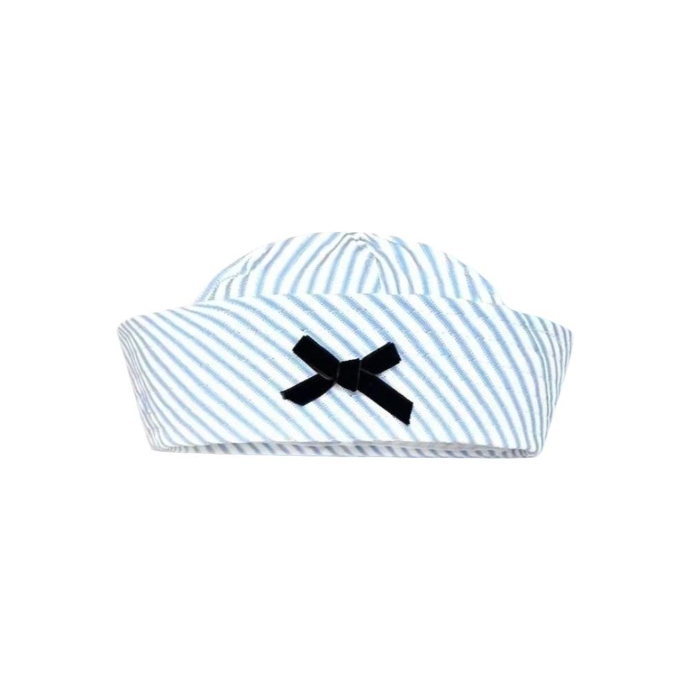 Y2K Marineblau Hut Schleife Malerhut Mode Streifen Matrosenhut Cosplay