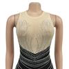 European and American Fashion Women's Sleeveless Rhinestone Round Neck Long Dress