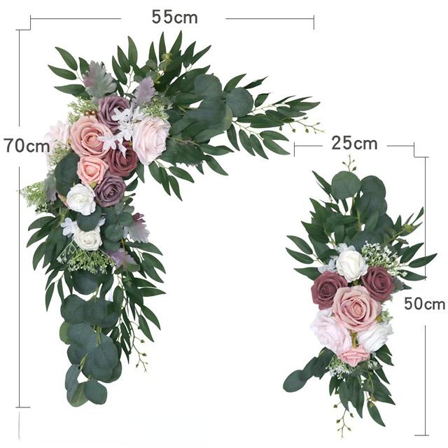 2pcs Artificial Wedding Arch Flowers Greenery Arbor Floral Arrangement Party Reception Backdrop Decor Multiple Style Ceremony