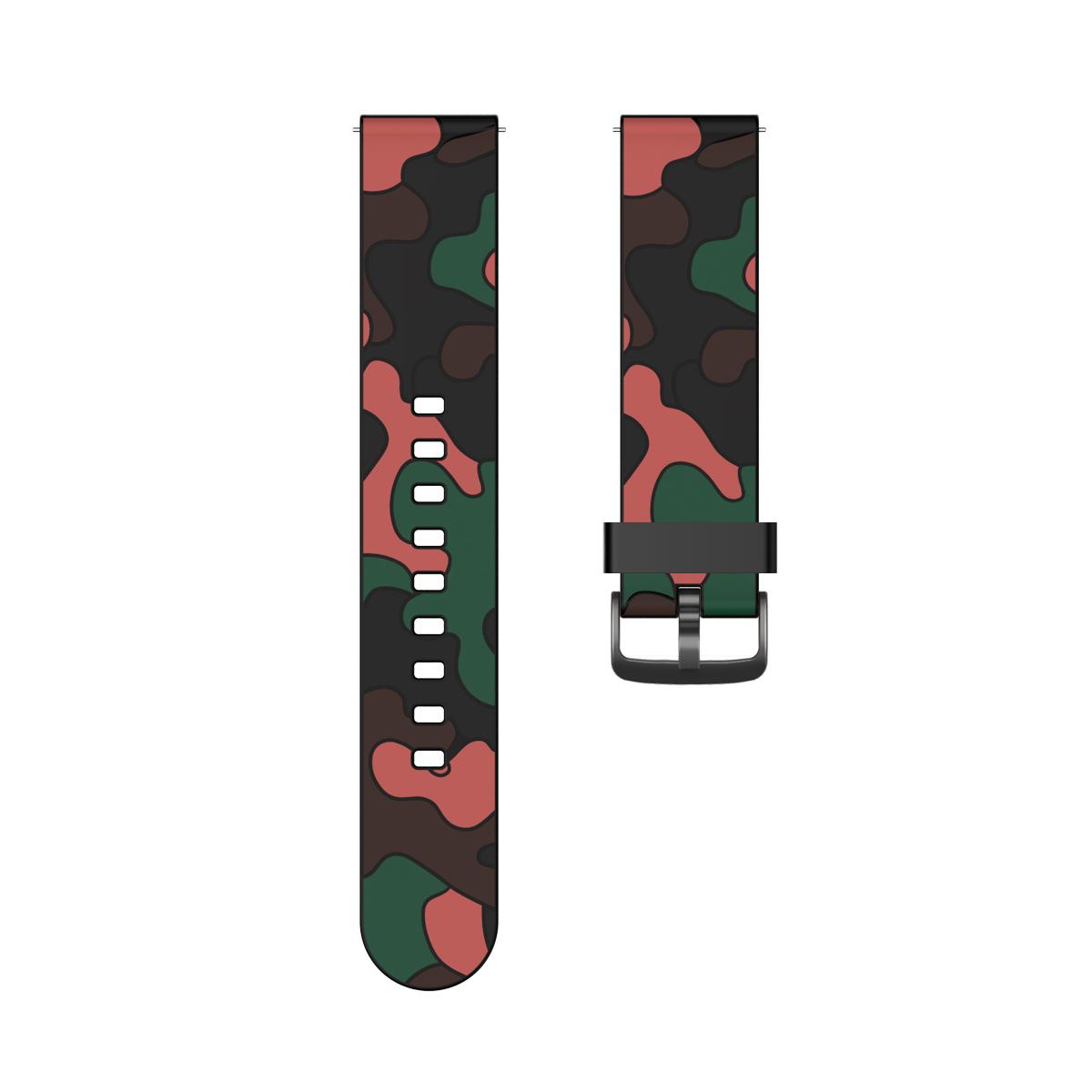 

22mm Camouflage Skin Flexible Silicone Watch Band for Samsung Gear S3/Galaxy Watch 46mm/Huawei GT2 46mm/Huami Amazfit Watch 1/2/GTR 47mm Black