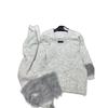 Autumn/Winter 2025 V-Neck Knit Pullover with Fur Scarf - Loose, Versatile, Long Sleeve Style