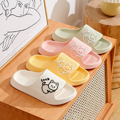 Pantoufles d'été pour femmes Mode Intérieur Semelle souple Durable et résistante à l'usure Chat de dessin animé mignon Salle de bain Chaussons d'intérieur Couple