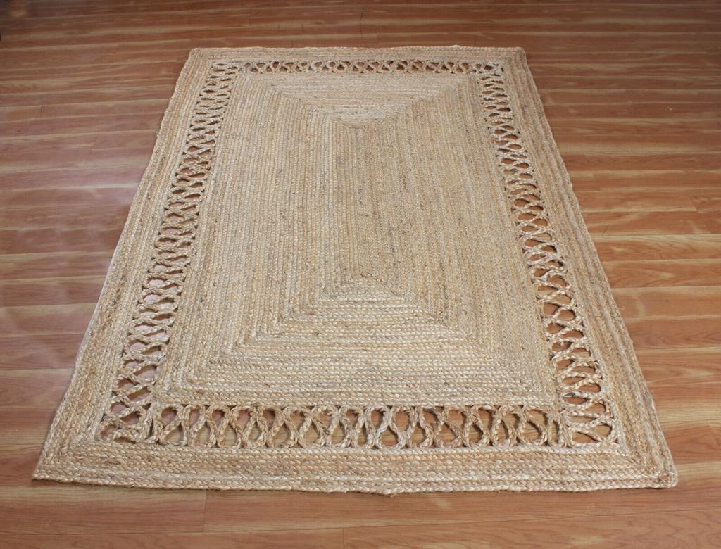 Jute Rectangle Rug Handmade Natural Rug for Any Space Look Rustik Decor For Any Space Area