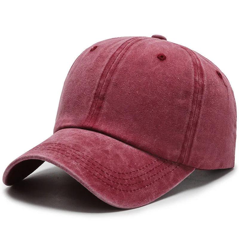 WTEMPO Unisex Peaked Cap Adjustable Washed Cotton Solid Color Plain Baseball Cap Streetwear Solid Color Cool Streetwear Denim Hats