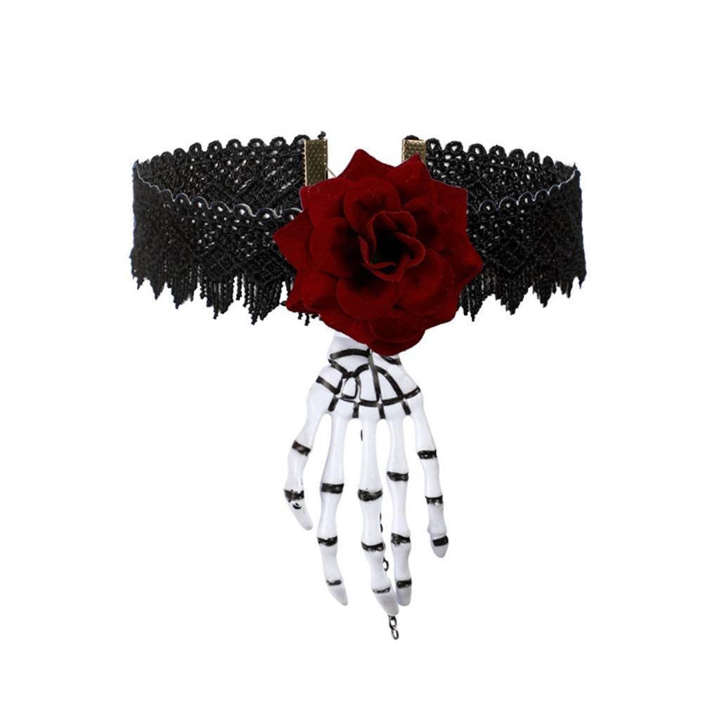 Headband Bloodstained Veil Gothic Halloween Skull Headband Horrible Skull Head Choker  Cosplay