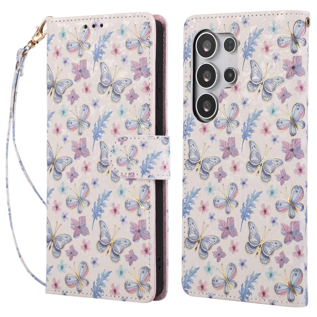 Etui dla Samsunga Galaxy S25+/S24+ Blokujące RFID Skórzane Etui na Telefon z Kwiatowym Wzorem