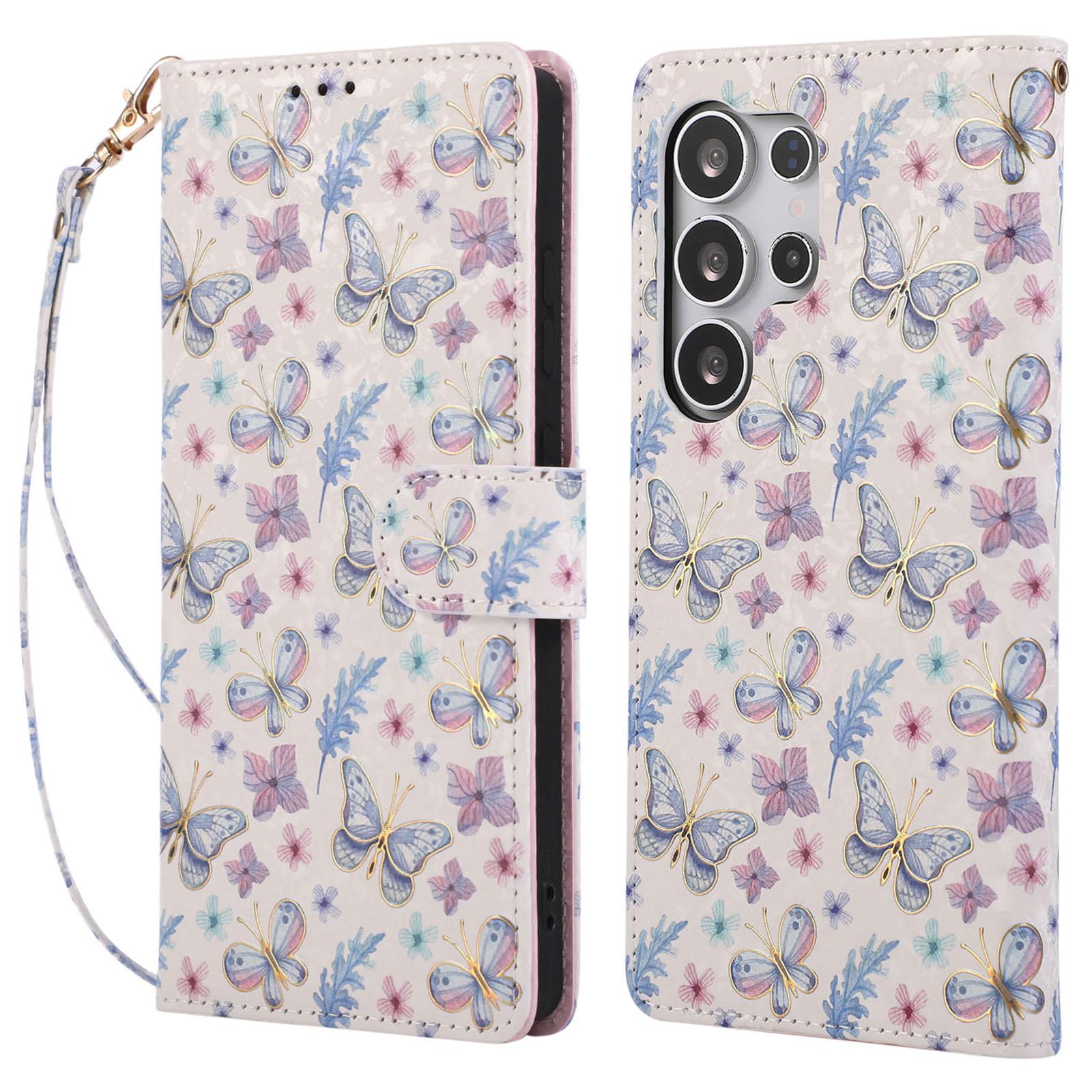 

For Samsung Galaxy S25+/S24+ Case RFID Blocking Flower Leather Phone Cover C