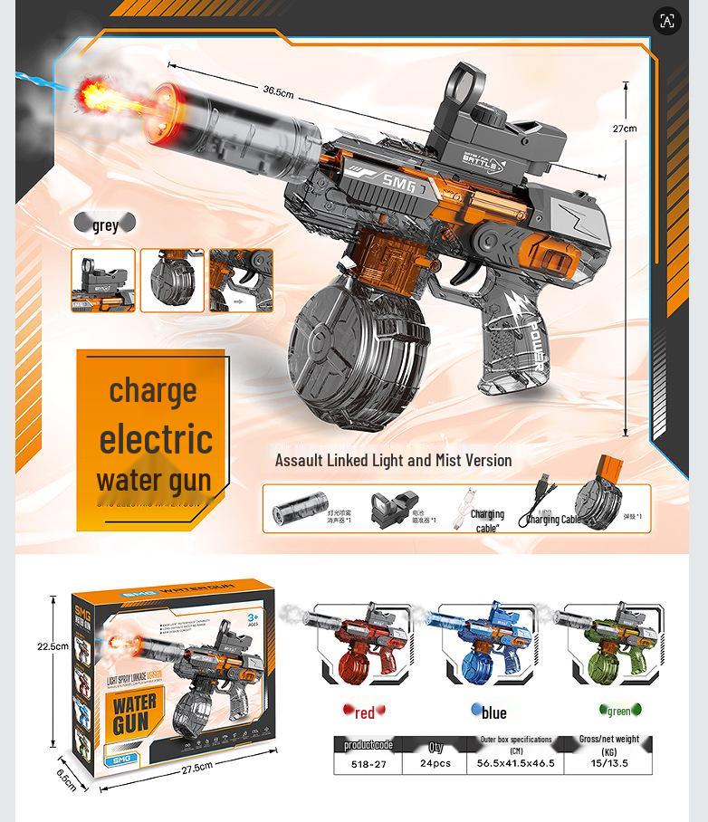 Electric Water Gun MP45: Self-Priming, Rechargeable, Large Capacity Outdoor Toy for Boys and Girls
