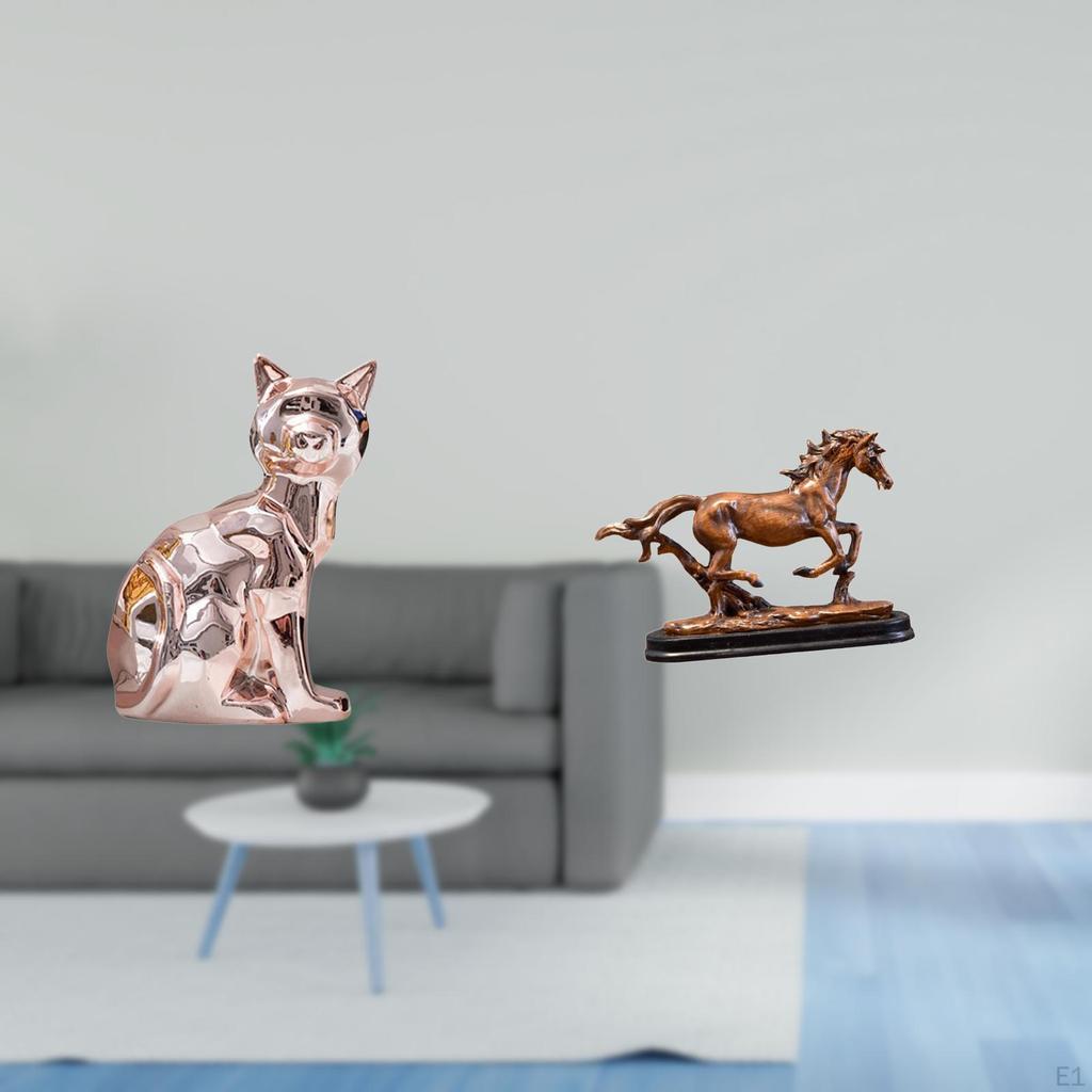 Cat Horse Statue Decorative Figurine Animal Sculpture Artwork Collectible Art Craft Ornament for