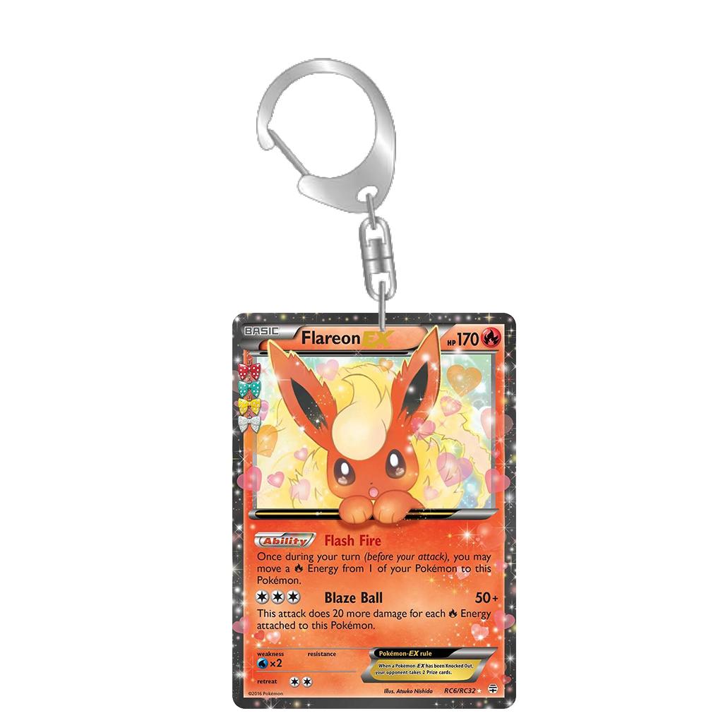 Anime Acrylic Keychain for Diancie Gardevoir Leafeon Milotic Eevee Evolutions Team Rocket Card Key Ring Self-Made Bag Pendant