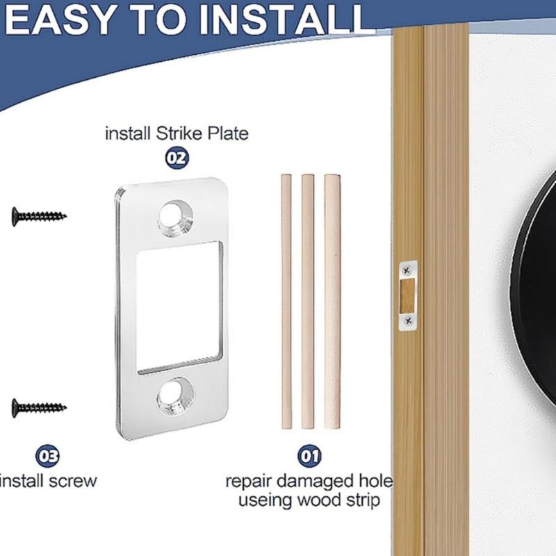 Metal Door Strikes Plate Corrector Large Hole Round Corner Strikes Backplate Prevents Sticking and Misalignment
