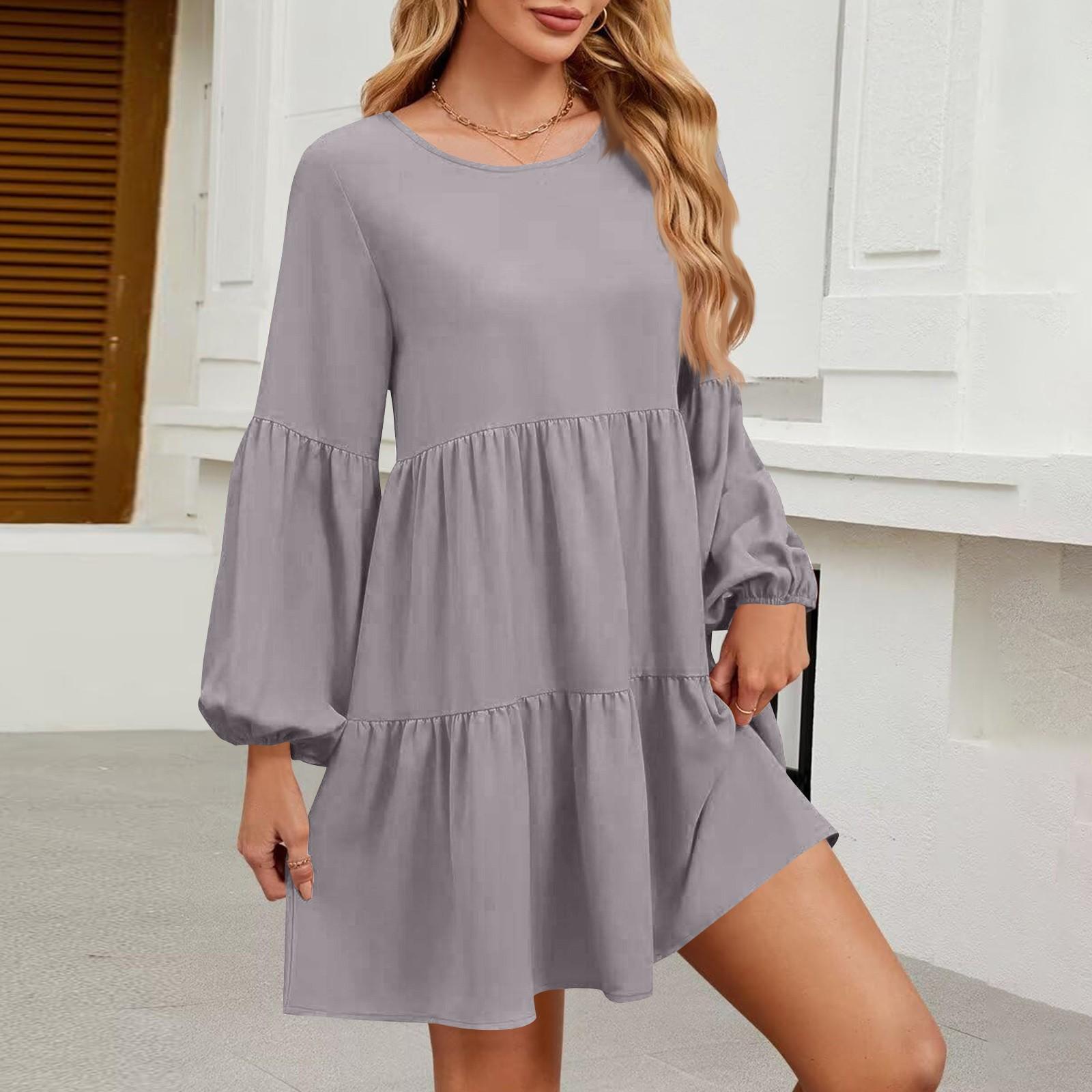 

Модное однотонное свободное платье для женщин S