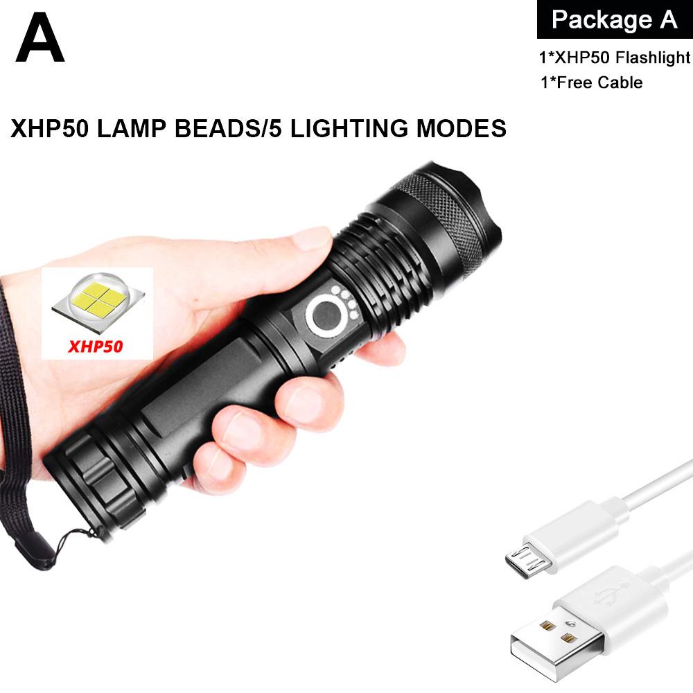 ZK20 Dropshipping USB Rechargeable XHP90 COB Powerful LED Flashlight Zoom Red Torch Light 18650 26650 Touch Switch Flashlights