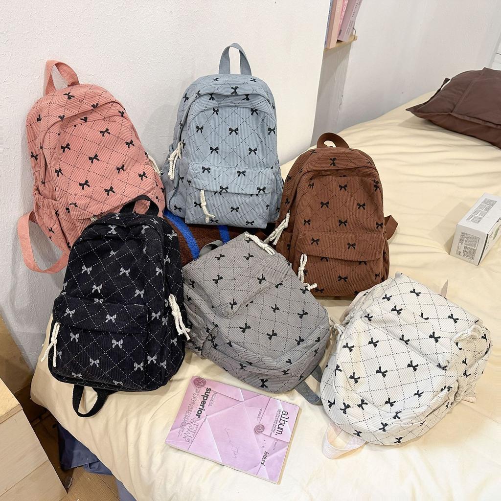 Zaino a Coste Zaino Scolastico Borsa da Viaggio per Ragazze Zaino Semplice Versatile Borsa con Fiocco Zaino Leggero da Viaggio