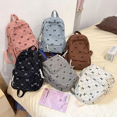 Zaino a Coste Zaino Scolastico Borsa da Viaggio per Ragazze Zaino Semplice Versatile Borsa con Fiocco Zaino Leggero da Viaggio