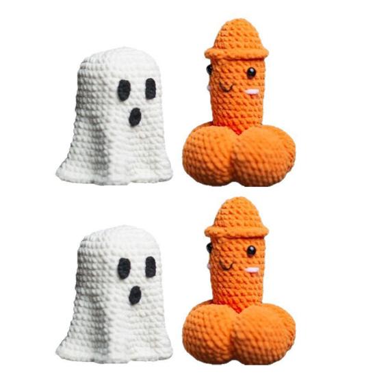 Halloween Crochet Ghost Decor Handmade Knitted Ghost Doll Funny Surprise Gag Gift for Women Friends Sister Bestie