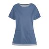 Casual Protective Top Work Uniform Open Hem Pocket Neck Round Solid Color for Women