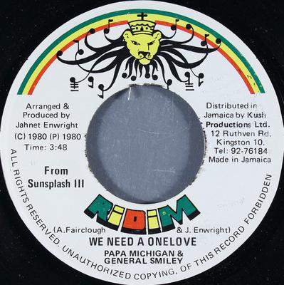 Płyta 7-calowa MICHIGAN & SMILEY - We Need A Onelove NONE Ridim 1980 Jamajka Reggae, Ska & Dub Używana