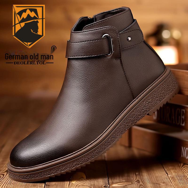 2024 Winter Men's Retro Martin Boots with Warm Velvet Lining