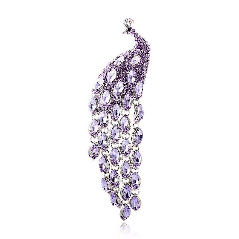 Diamond-innebygd tungindustri mote All-Match Peacock brosje