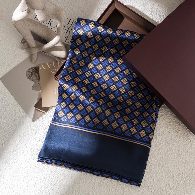 Mulberry silk silk scarf British style pattern men's business scarf Fashion commuter versatile scarf