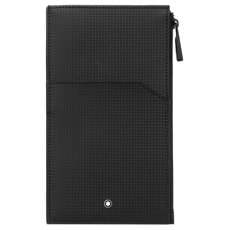 Montblanc Style 2.0 Series Carbon Fiber Print Leather Lightweight Clutch Men clutch Black 127894 Basic Set (Bag+Dust Bag)