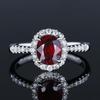 Women Fashion Rings 18K Gold Plated Simulated Ruby Gemstone Ring with Diamond Accent European Style Jewelry