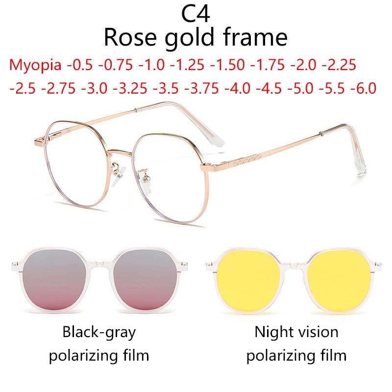 Myopia 3 In 1 Multifunctional Polarized Clips -0.5 To -6.0 Magnetic Metal Clip Sun Glasses Prescription Irregular Can Custom