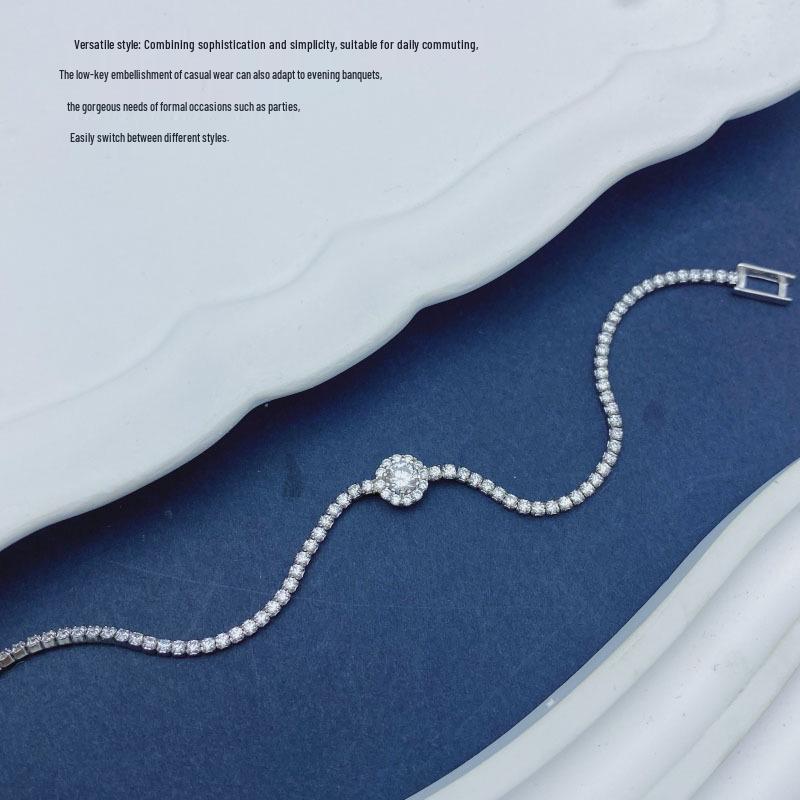 S925 Sterling Silver Zirconia Circle Bracelet: Light Luxury & Versatile Design