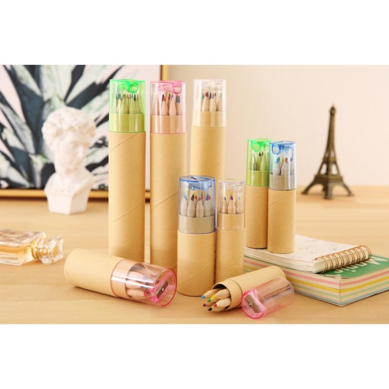 1Pc Training Class Gifts Students Log Painting Pencils  12 Colors Color Pencils Children's Art Set
