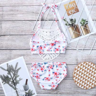Toddler Baby Girl Swimsuit Floral Lace Sling Bikini Shell Flower top Shorts Bathing Suits