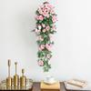 Artificial Rose Flower Vine Faux Silk Flower Door Teardrop Swag Fake Simulation Wall Hanging Plant for Floral Arrangement Room Garden Wedding Decor