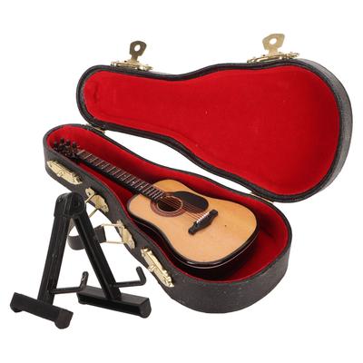 Miniaturowy drewniany model gitary Wysoka symulacja Gitara elektryczna Mini instrument muzyczny ze stojakiem