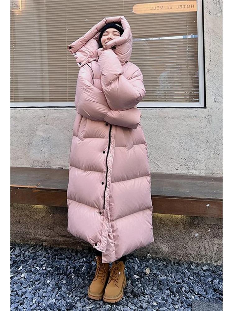 Warm Winter Pink Hooded Long Women Parkas Chaqueta Thick Cotton Padded Windproof Parcas Overcoat Casual Loose Snow Wear Jaquetas