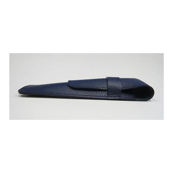 Shibo Leather Pen Case Blue, Metal Touch Pen Black, Epoxy Rotating Ballpoint Pen Set Blue SASL-ALB-WD002-L, Made In Japan, Shibo Cowhide Leather Pen