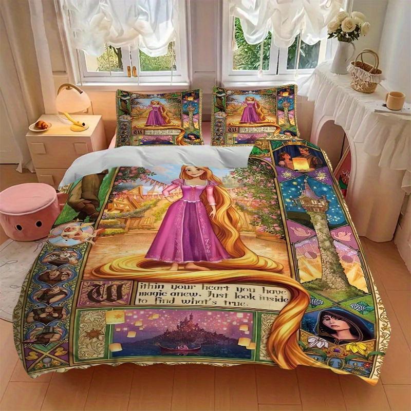 3pcs Cartoon Tangled Rapunzel Printed Bedding Set, Soft and Comfortable Quilt Cover for Bedroom B012