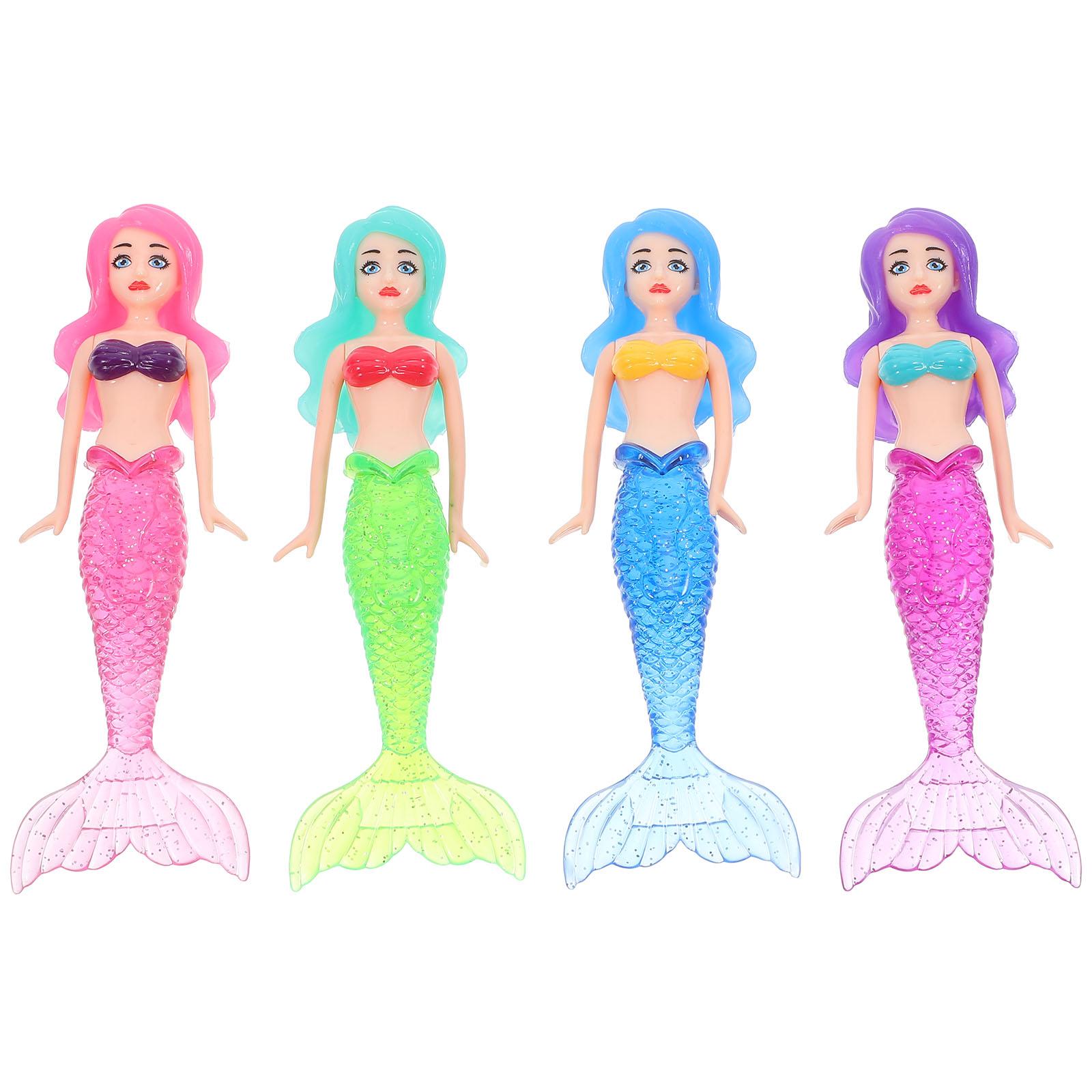 4 Pcs Mermaid Toys Pool Diving Swimming for Kids Girls Toddlers Dive Summer Water