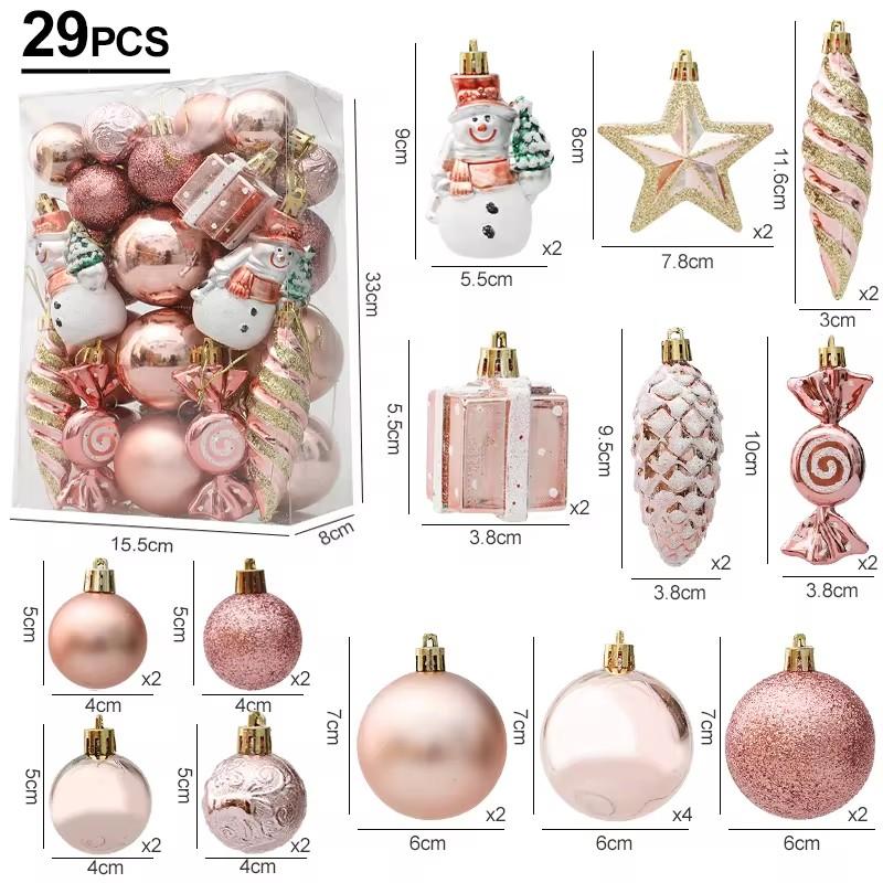 29/20Pcs Christmas Tree Balls Hanging Pendant Candy Cane Pine Cone Ornament Set Christmas Home Decoration 2024 Navidad New Year