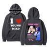 J'aime Young Miko Sweat à capuche à imprimé double face Homme Femme Mode Hip Hop Sweat-shirt Vêtements unisexes Esthétique artistique Sweat-shirts à capuche surdimensionnés