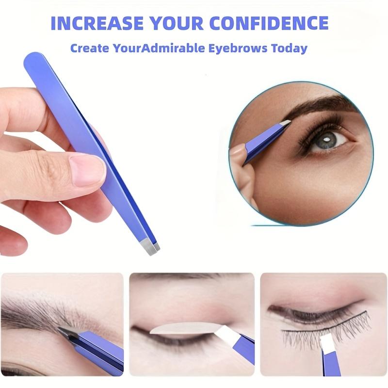 4pcs Professional Hair Removal Tweezers Stainless Steel Slanted Tip for Eyebrows Beard Armpit & False Lashes Precision Grip
