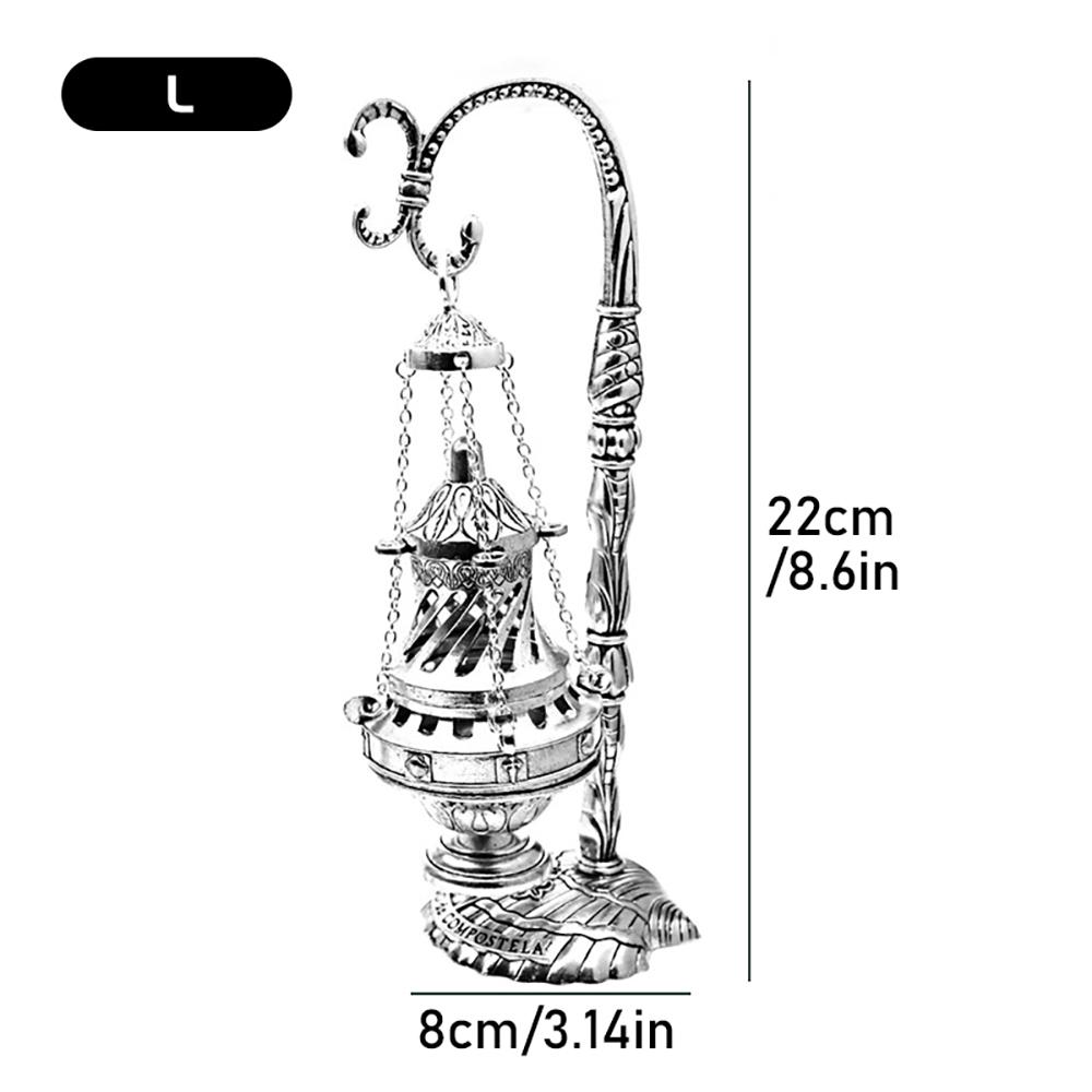 Vintage Incense Burner Stand Hanging Censer Aromatherapy Ornament Charcoal Incense Burner Ash Catcher with Lid Worship Craft
